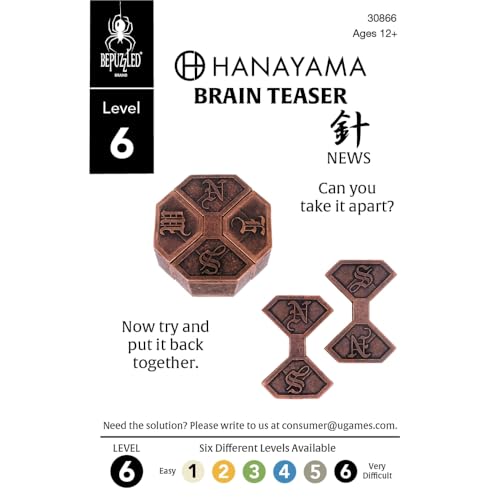 BePuzzled Hanayama News Metal Brainteaser Puzzle – Mensa Rated Level 6, Ages 12+