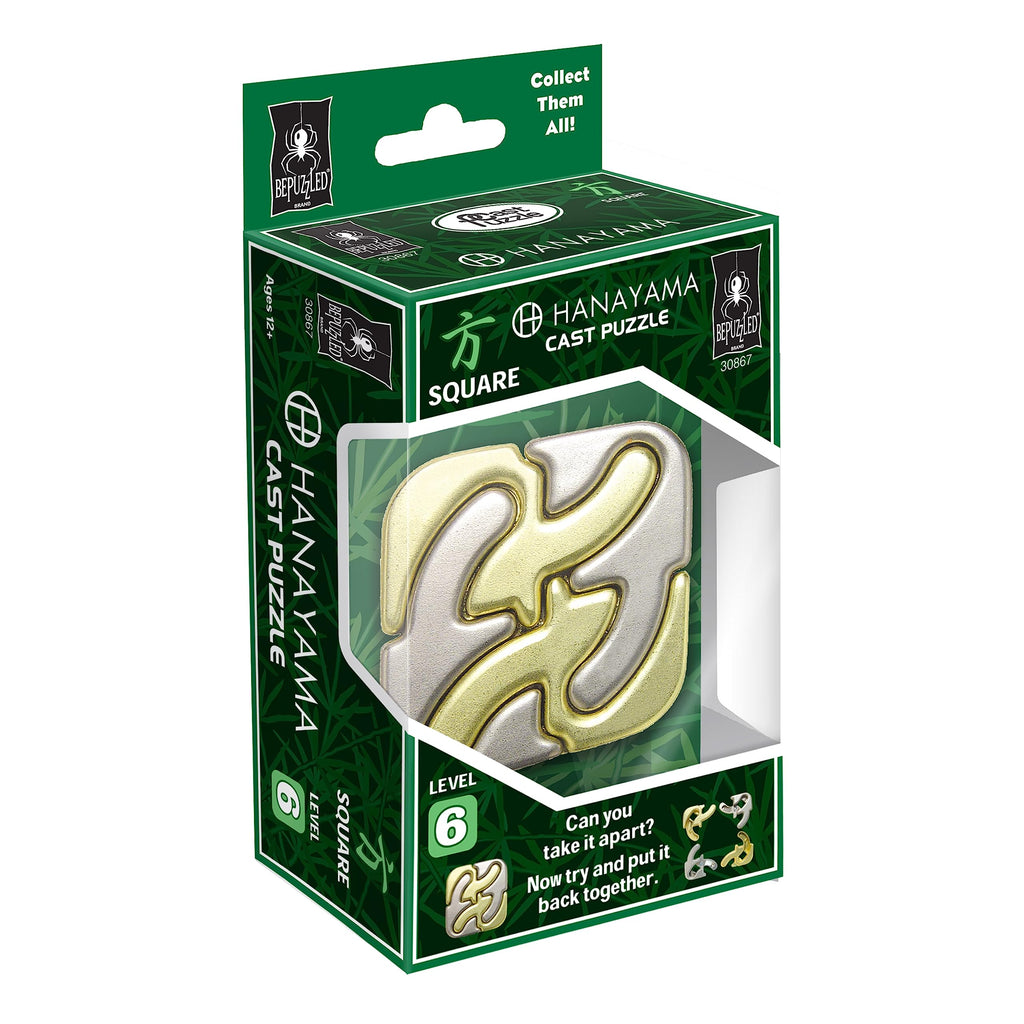 BePuzzled Hanayama Square Metal Brainteaser Puzzle – Level 6 (Very Difficult) for Ages 12+