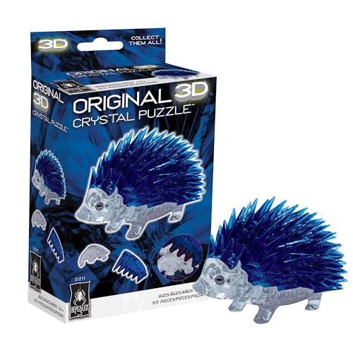 BePuzzled Hedgehog 3D Crystal Puzzle – 55-Piece Blue Hedgehog Buildable Sculpture (Ages 12+)