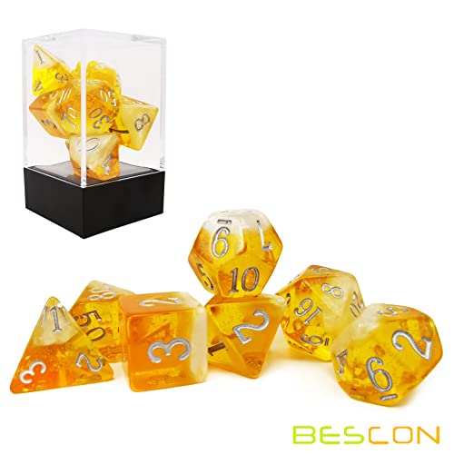 Bescon Beer Dice Set - Lager Edition | 7-Piece Polyhedral D&D Dice with Foam Effect