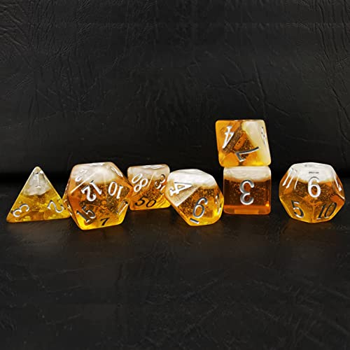 Bescon Beer Dice Set - Lager Edition | 7-Piece Polyhedral D&D Dice with Foam Effect