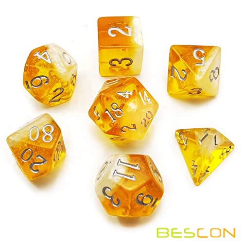 Bescon Beer Dice Set - Lager Edition | 7-Piece Polyhedral D&D Dice with Foam Effect