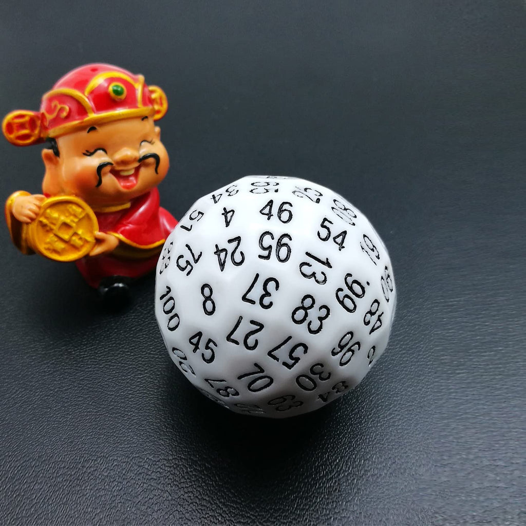 Bescon D100 100-Sided Die - Large 45mm White Polyresin Dice for RPGs and Tabletop Games