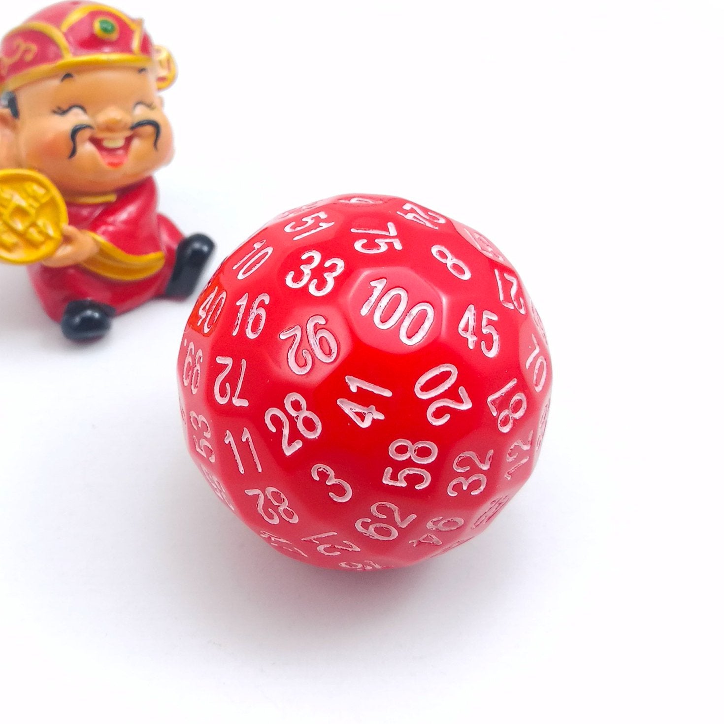 Bescon D100 Die – 100-Sided Polyresin Dice (45mm, Solid Red)