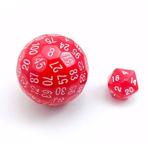 Bescon D100 Die – 100-Sided Polyresin Dice (45mm, Solid Red)