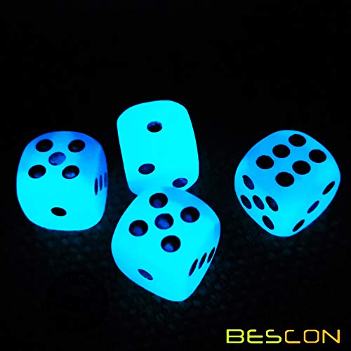 Bescon Icy Rocks Glowing D6 Dice Set - 12 Two-Tone Blue Dice with Cool Blue Glow