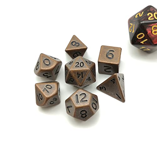 Bescon Mini Metal Dice Set Antique Copper 10mm - 7 Polyhedral D&D Dice