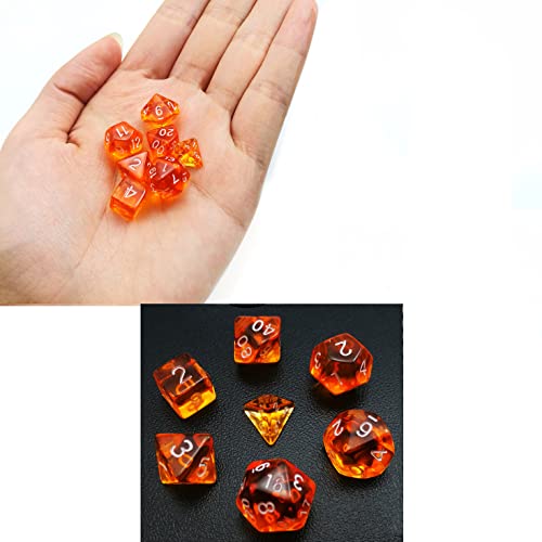Bescon Mini Translucent Polyhedral RPG Dice Set - 10mm (7-Piece, Transparent Orange)