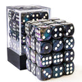 Bescon Moonstone 12mm D6 Dice 36-Pack - Semi-Translucent Black Blue Shimmer Brick Box