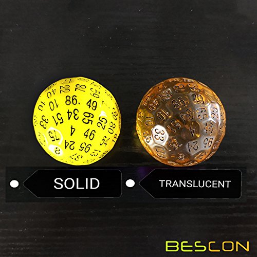Bescon Translucent Amber 100-Sided Dice – Large 45mm D100 Die for Collectors and Gamers