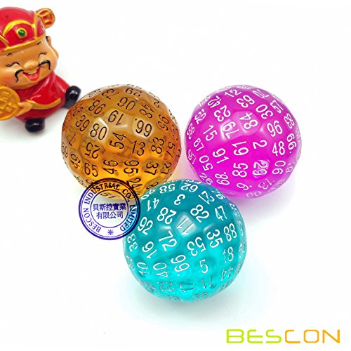 Bescon Translucent Amber 100-Sided Dice – Large 45mm D100 Die for Collectors and Gamers