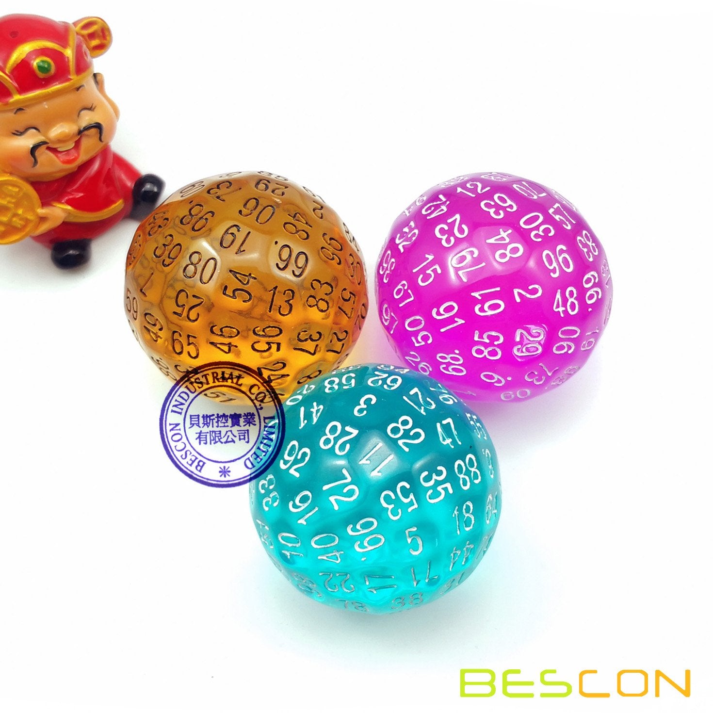 Bescon Translucent Amber 100-Sided Dice – Large 45mm D100 Die for Collectors and Gamers