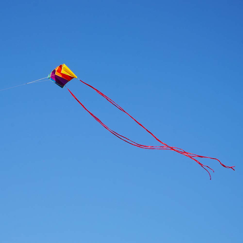 Besra Colorful Parafoil Kite – Easy to Fly with Long Tail for Adults