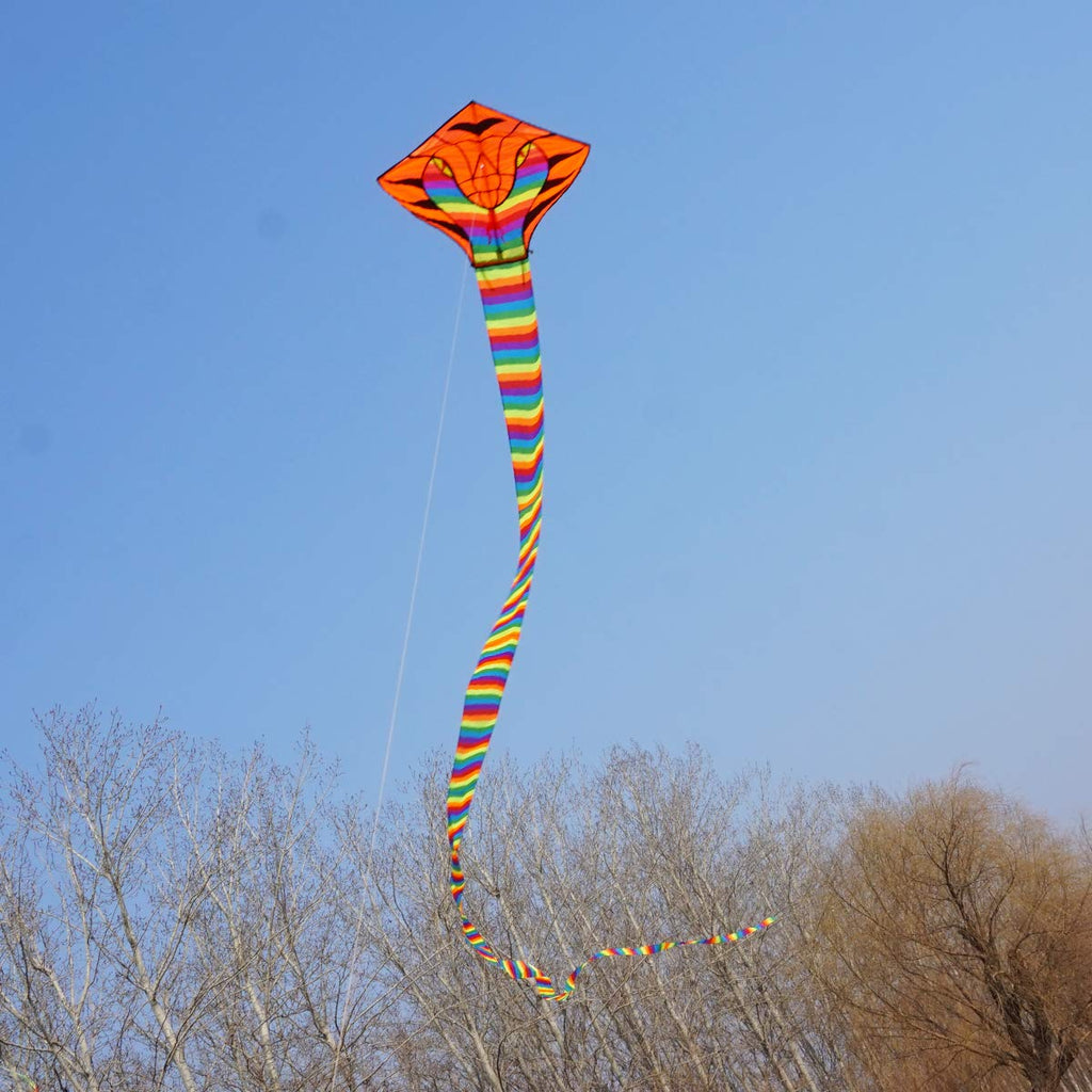 Besra Large Cobra Snake Kite – 52ft Colorful Nylon Kite with Long Tails for Outdoor Play