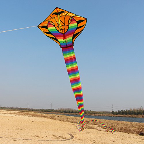 Besra Large Cobra Snake Kite – 52ft Colorful Nylon Kite with Long Tails for Outdoor Play
