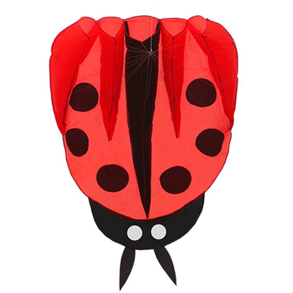 Besra Red Ladybug Kite - 55x67 Inch Parafoil with Handle and Line, Easy to Fly Outdoor Toy