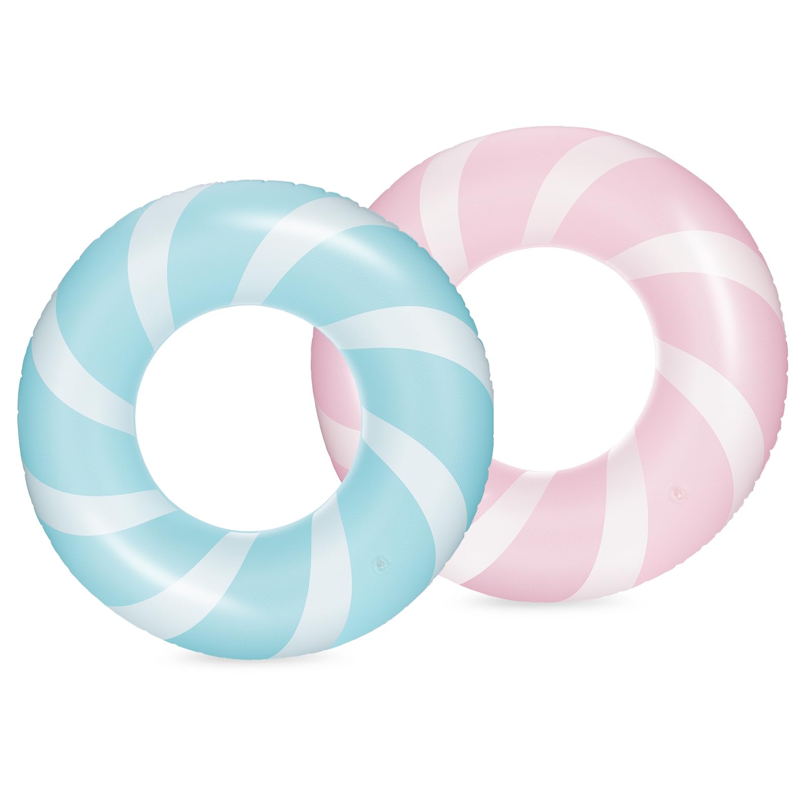 Bestrip 2-Pack Inflatable Pool Floats for Adults & Teens - Lollipop Design, PVC Swim Rings for Pool, Beach, Lake (Blue+Pink)