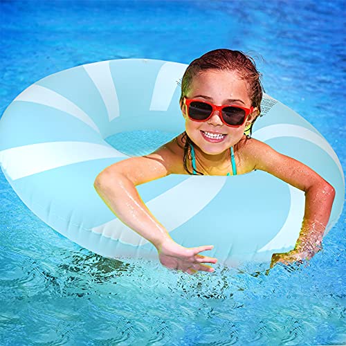 Bestrip 2-Pack Inflatable Pool Floats for Adults & Teens - Lollipop Design, PVC Swim Rings for Pool, Beach, Lake (Blue+Pink)