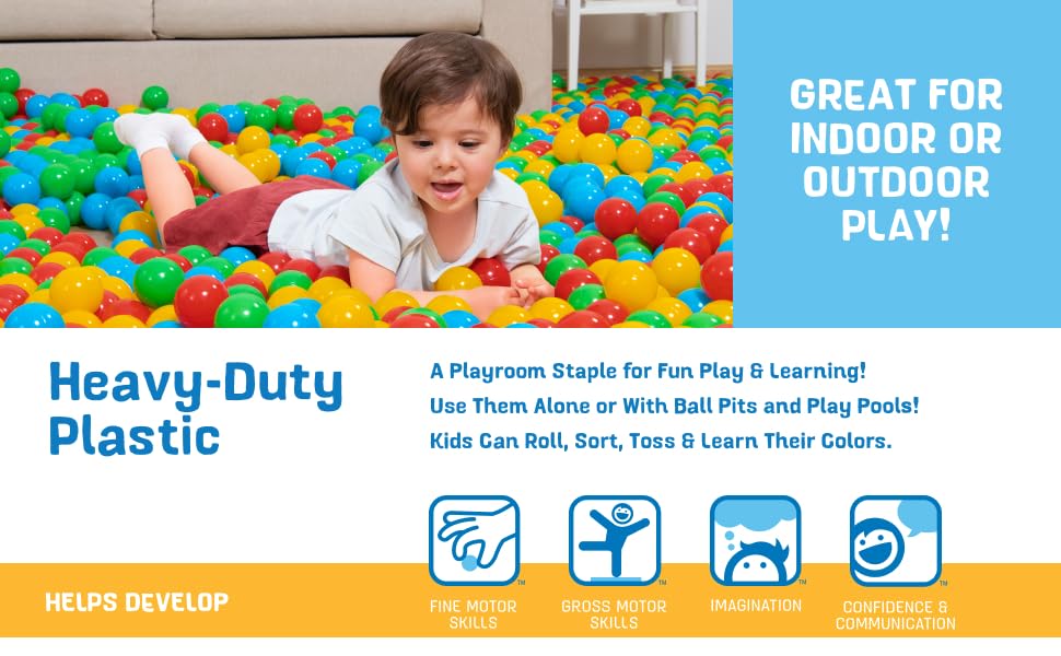 Bestway 100-Pack Plastic Play Balls for Ball Pits, Bouncers & Pools | 2.3-Inch, 4 Colors