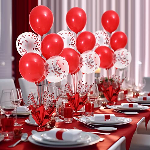 Besutolife Red Balloon Table Centerpiece Kit with Metallic Star Decorations, 2 Sets