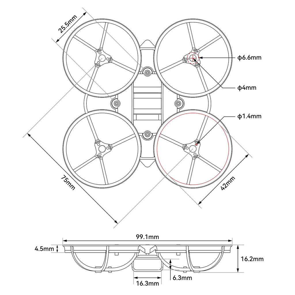 BETAFPV Air75 II Whoop Frame Kit (2-Pack) – 4g Ultra Light 75mm Frame for 1S Racing Drones