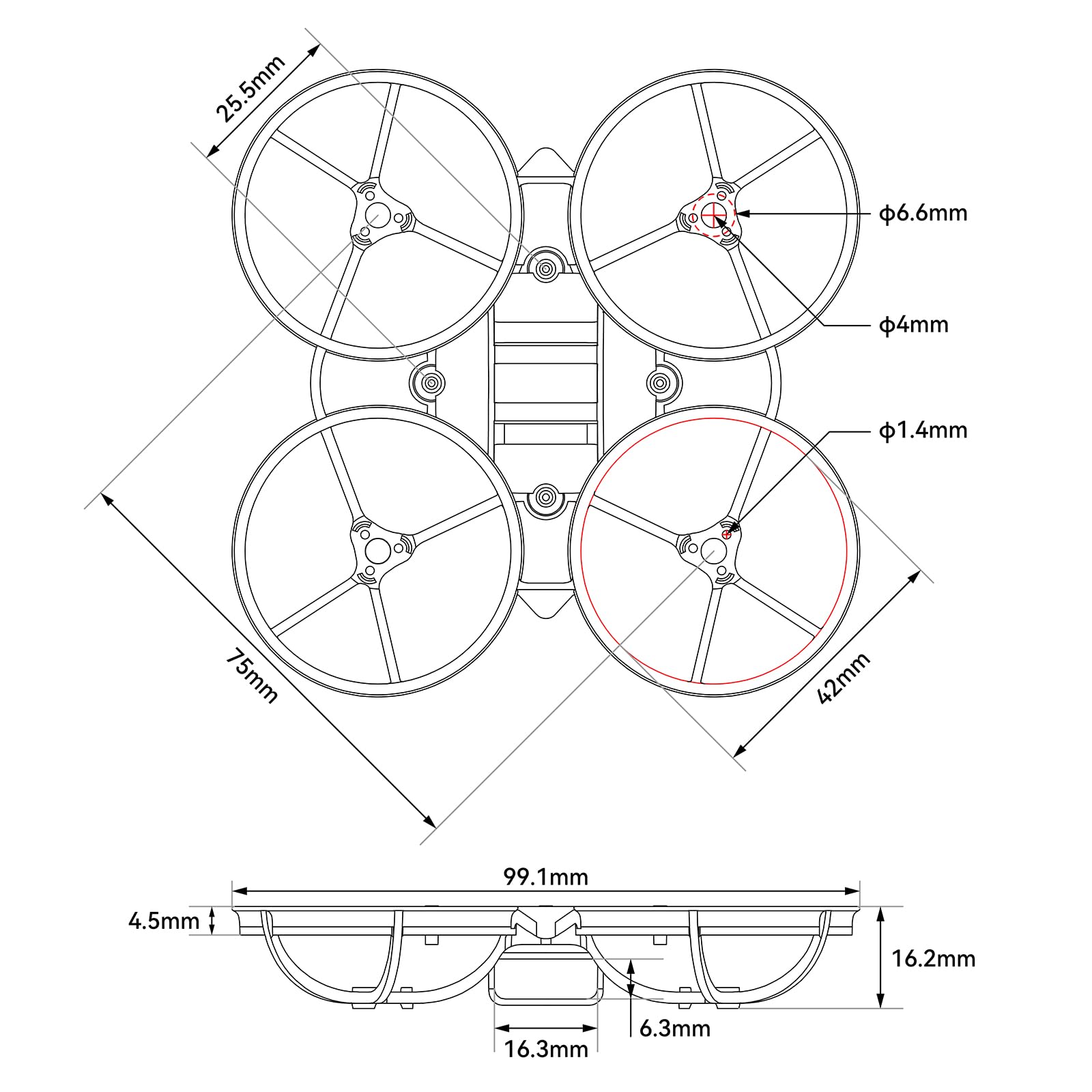 BETAFPV Air75 II Whoop Frame Kit (2-Pack) – 4g Ultra Light 75mm Frame for 1S Racing Drones
