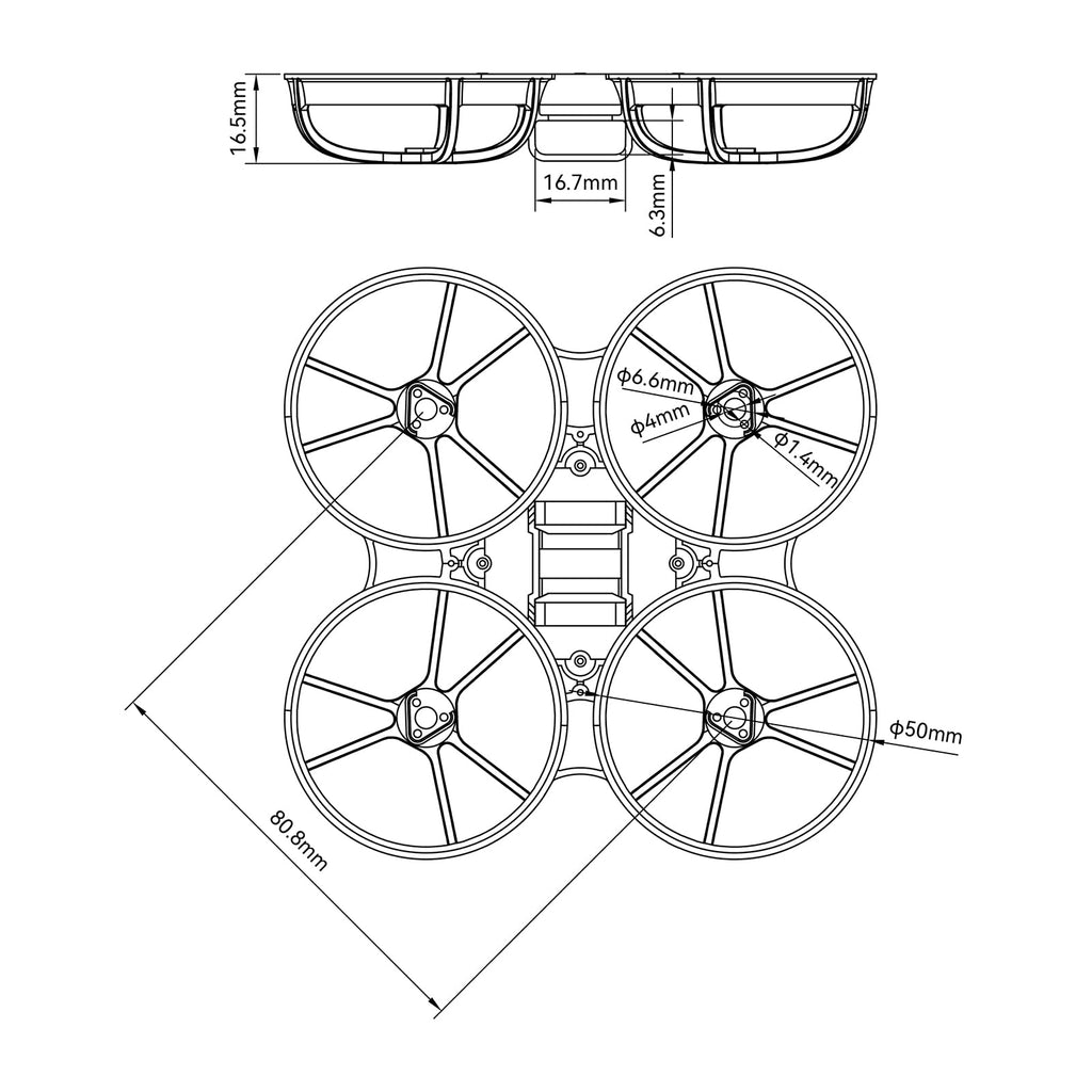 BETAFPV Meteor75 Pro Brushless Whoop Frame – 2-Pack (Black & Blue) – Triangle Motor Mount, 45mm Prop Support, Larger Battery Slot
