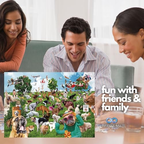 Better Me Pooping Puppies Park Party 1000-Piece Puzzle - Funny Dog Lovers Jigsaw for Adults, Prank Gift (19.5 x 27.5 inches)