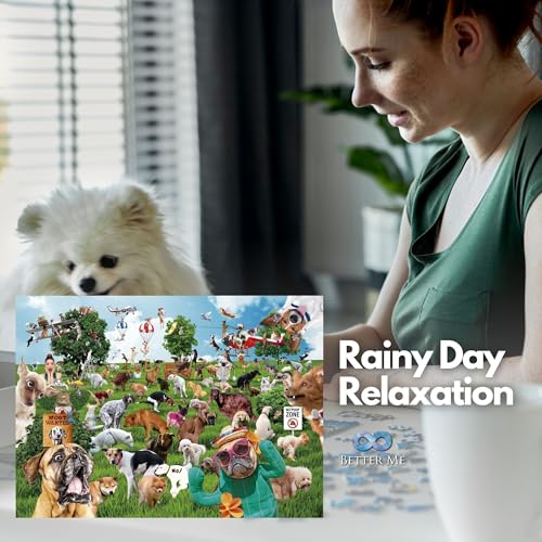Better Me Pooping Puppies Park Party 1000-Piece Puzzle - Funny Dog Lovers Jigsaw for Adults, Prank Gift (19.5 x 27.5 inches)