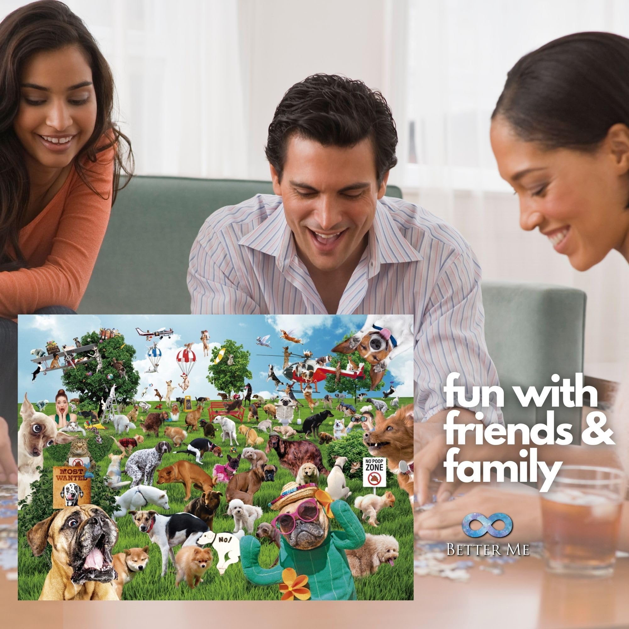 Better Me Pooping Puppies Park Party 1000-Piece Puzzle - Funny Dog Lovers Jigsaw for Adults, Prank Gift (19.5 x 27.5 inches)