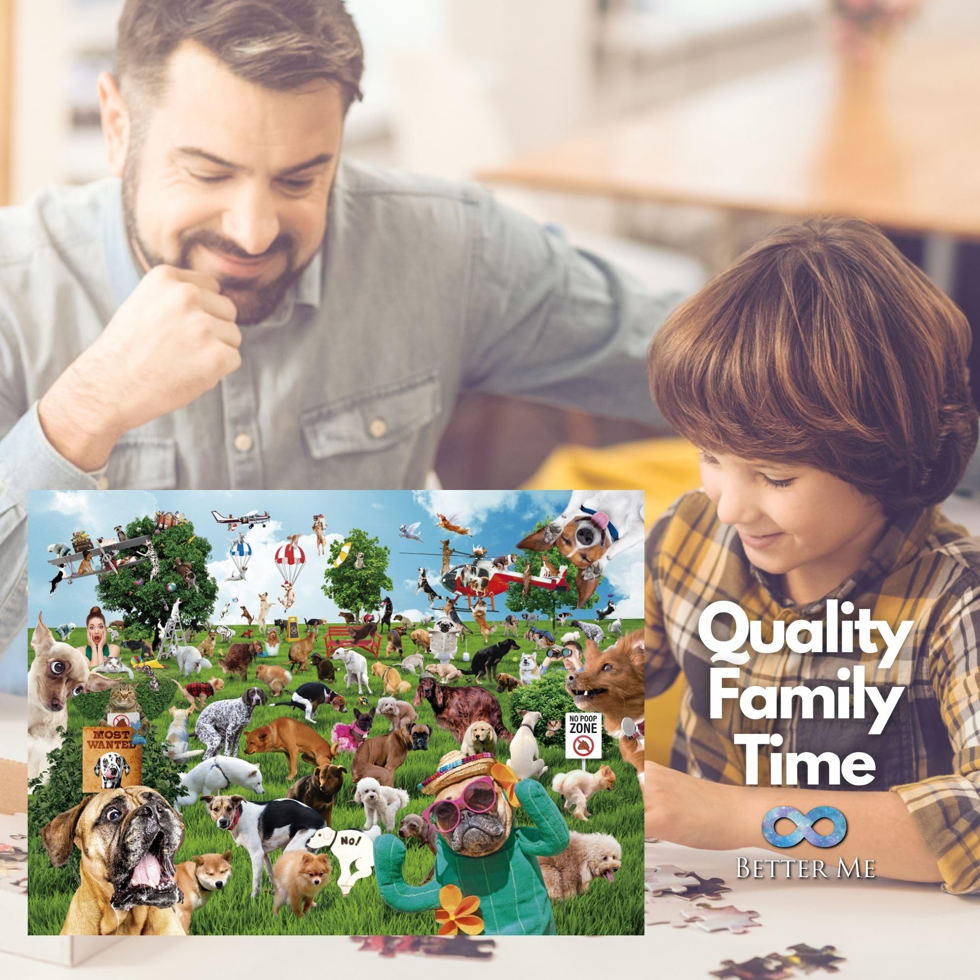 Better Me Pooping Puppies Park Party 1000-Piece Puzzle - Funny Dog Lovers Jigsaw for Adults, Prank Gift (19.5 x 27.5 inches)