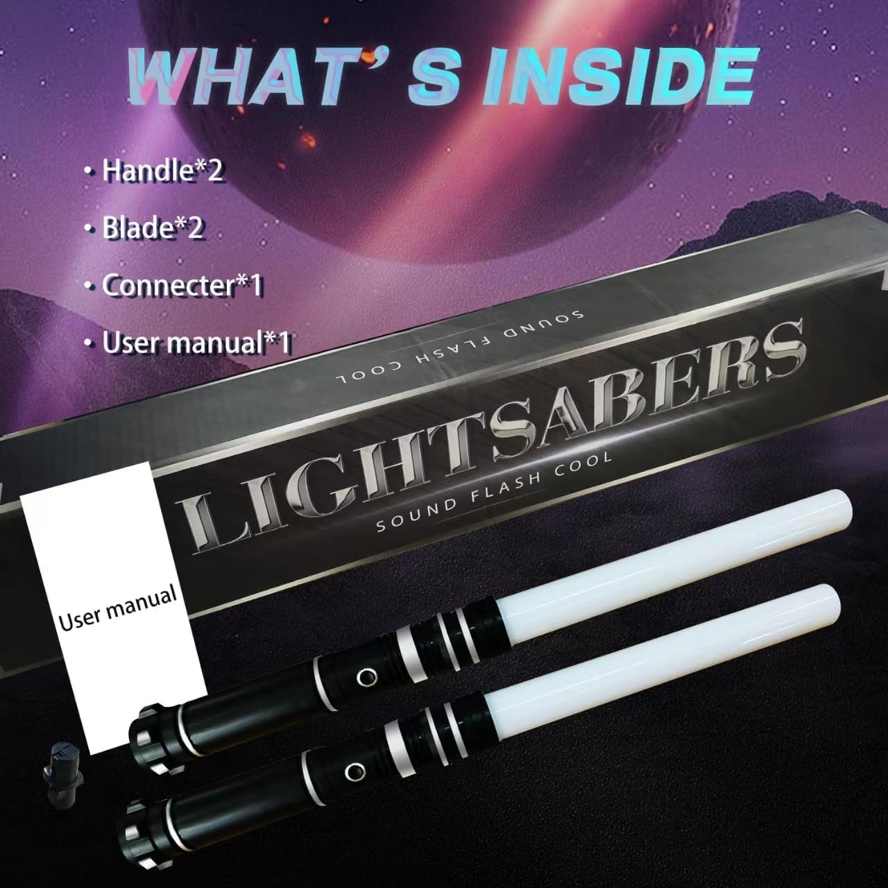 Beyondtrade Lightsabers 2 Pack: Collapsible Double-Bladed Swords with 12 Colors & FX Sound