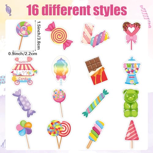 BeYumi 1000-Piece Candy Party Sticker Roll - Waterproof Vinyl Sweets Decals for Laptops, Water Bottles, Scrapbooking
