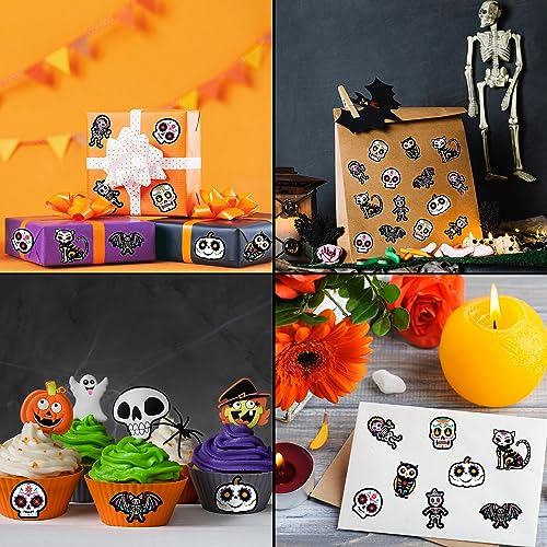 BeYumi 1000Pcs Day of the Dead Stickers – Sugar Skull, Skeleton Cat, Halloween & Mexican Fiesta Decals, Waterproof for Laptop, Water Bottle, Party Supplies