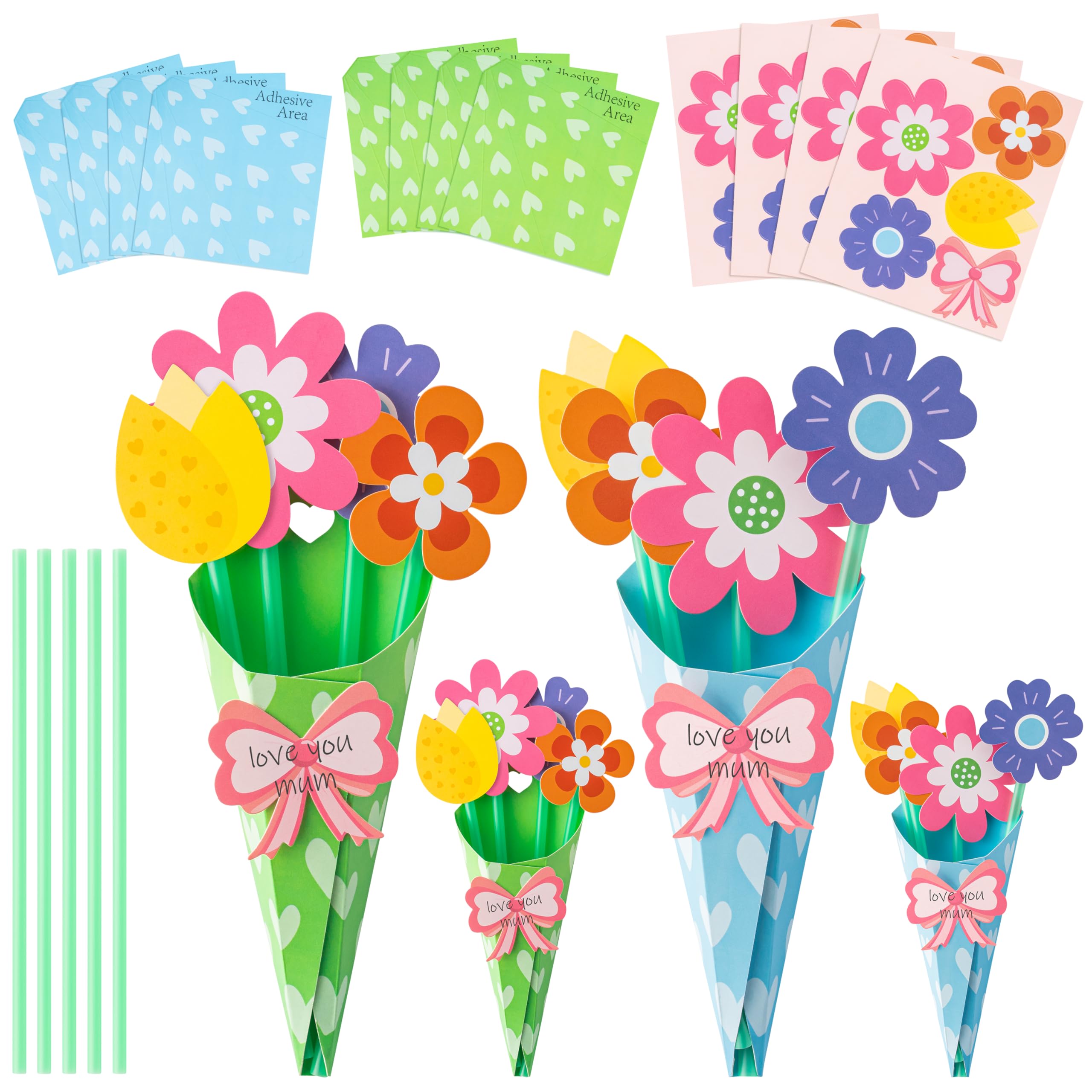BeYumi 24-Piece Flower Bouquet Craft Kit for Kids – DIY Bouquets for Mother's Day, Teacher Appreciation, and Classroom Fun