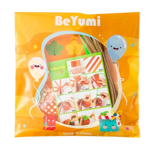 BeYumi Paper Strip Pumpkin Craft Kit - 36 Pcs Halloween DIY for Kids, Fall Thanksgiving Gratitude Activity