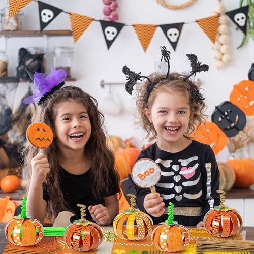 BeYumi Paper Strip Pumpkin Craft Kit - 36 Pcs Halloween DIY for Kids, Fall Thanksgiving Gratitude Activity