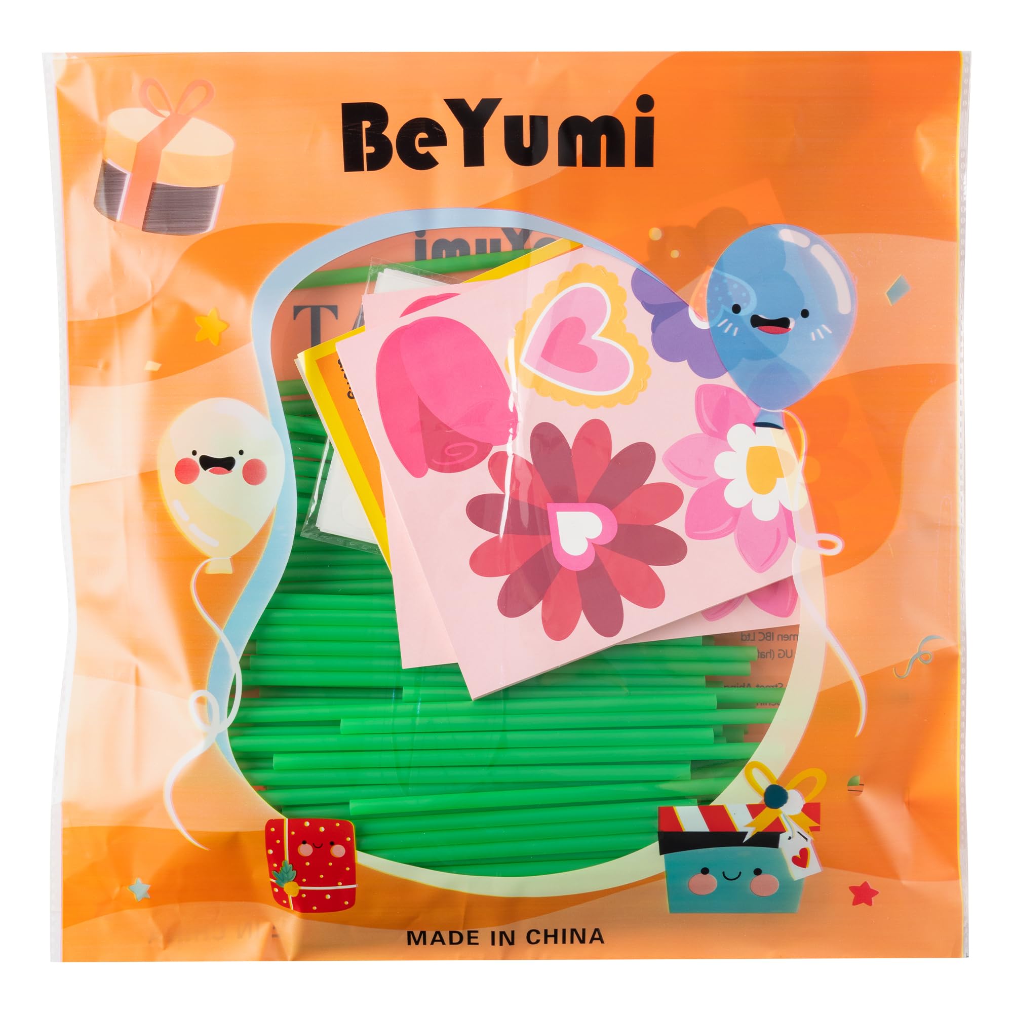 BeYumi Valentine's Day Craft Kit: 24-Piece Pink Flower Bouquet Set for Kids DIY Heart Gifts
