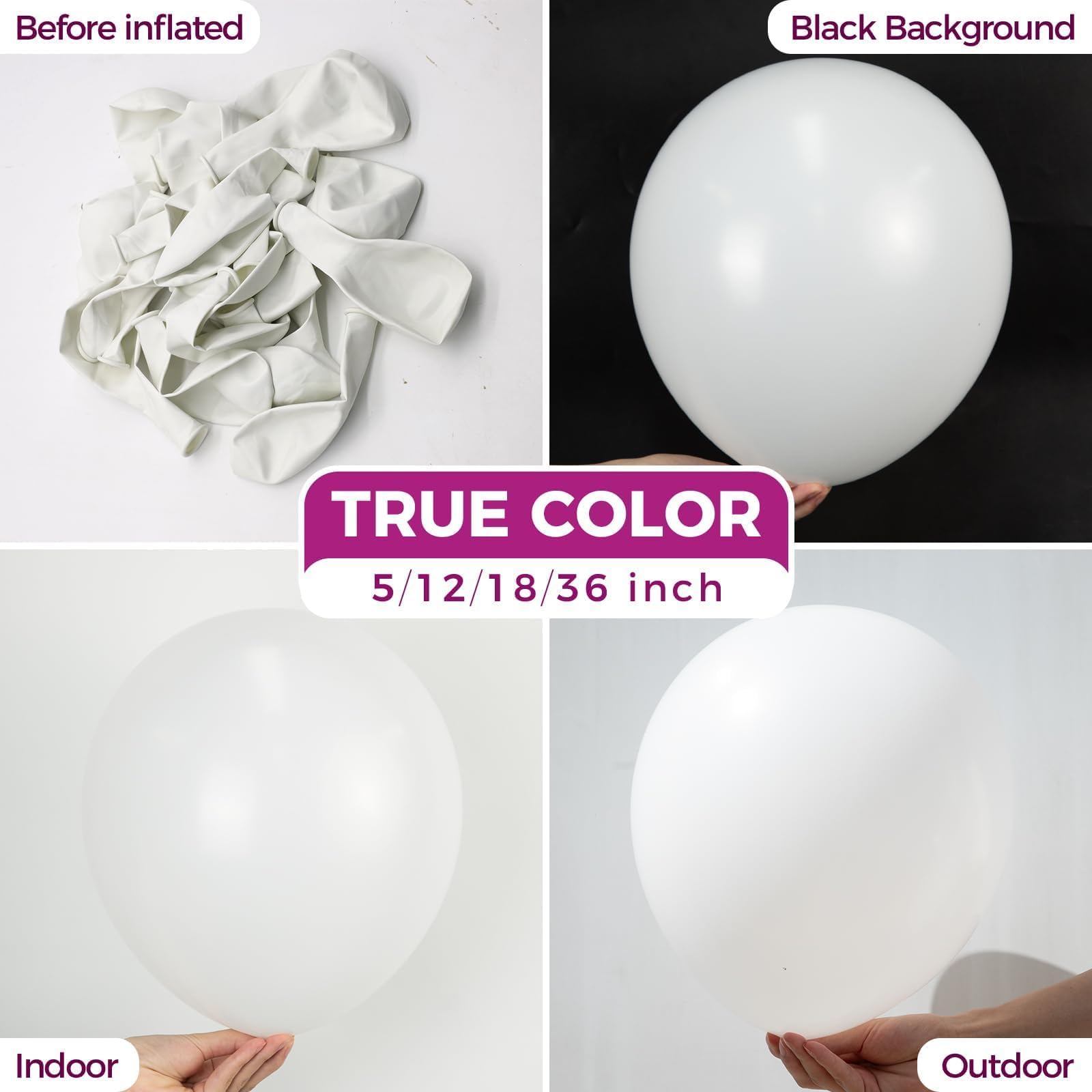 Bezente 36-Inch White Giant Balloons (8 Pack) – Large Latex Balloons for Party Decorations