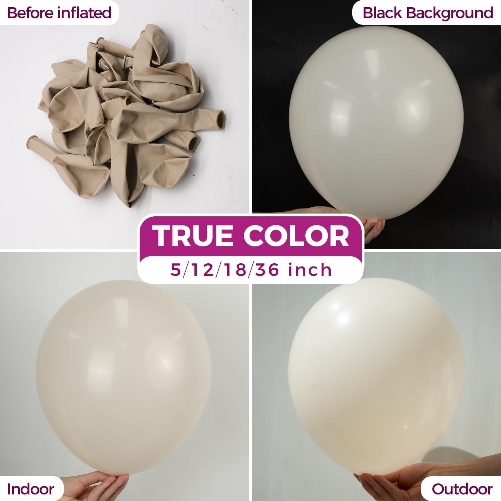 Bezente 36-Inch White Sand Giant Balloons (8 Pack) - Jumbo Cream Latex Party Decorations