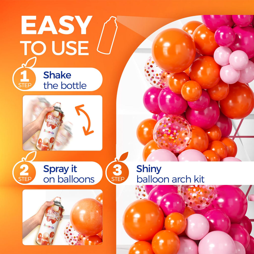 Bezente Balloon Shine Spray - 15 oz Citrus, Waterproof, High Shine, Covers 100 Balloons