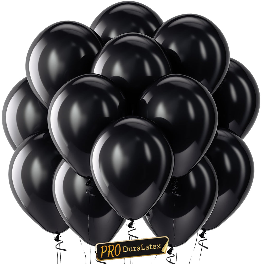 Bezente Pro Duralatex Black Balloons - 100 Pack 12 Inch Extra-Thick for Long-Lasting Party Decor