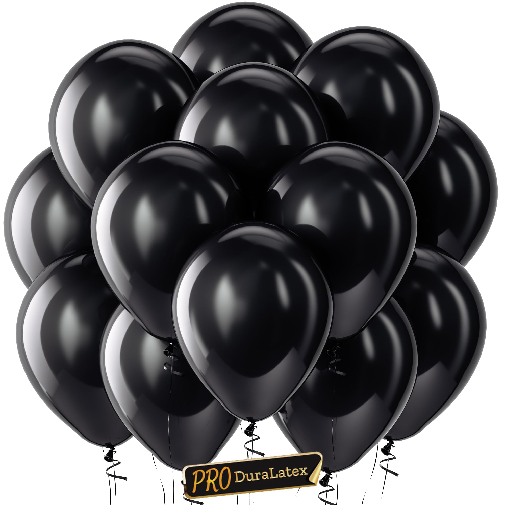 Bezente Pro Duralatex Black Balloons - 100 Pack 12 Inch Extra-Thick for Long-Lasting Party Decor
