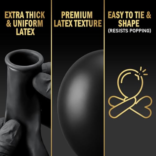 Bezente Pro Duralatex Black Balloons - 100 Pack 12 Inch Extra-Thick for Long-Lasting Party Decor