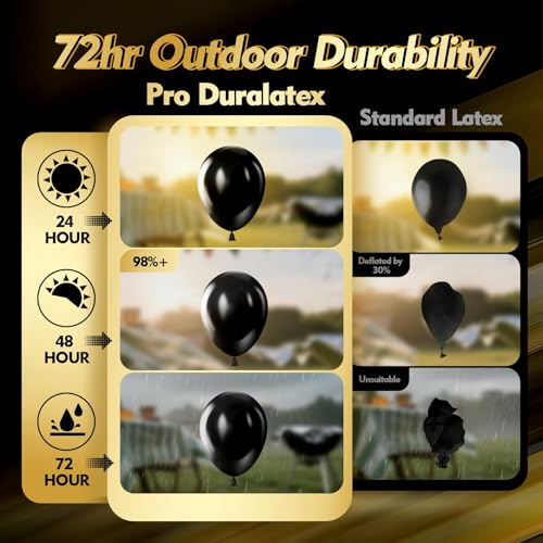 Bezente Pro Duralatex Black Balloons - 100 Pack 12 Inch Extra-Thick for Long-Lasting Party Decor