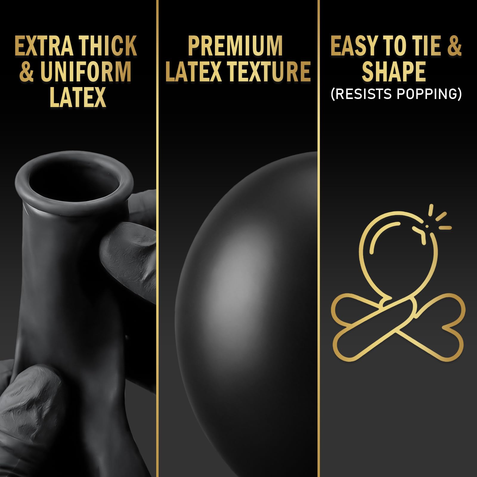 Bezente Pro Duralatex Black Balloons - 100 Pack 12 Inch Extra-Thick for Long-Lasting Party Decor