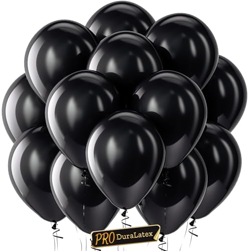 Bezente Pro Duralatex Black Balloons - 100 Pack 12 Inch Extra-Thick for Long-Lasting Party Decor