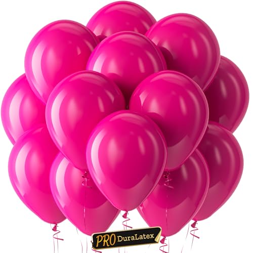 Bezente Pro Duralatex Hot Pink Balloons – 100 Pack Extra-Thick 12 Inch Long-Lasting Party Balloons