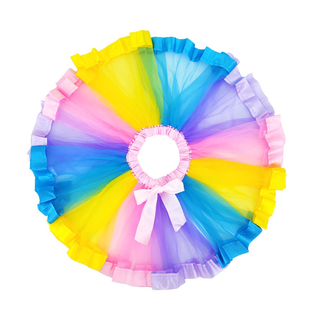 BGFKS Layered Tulle Rainbow Tutu Skirt Set for Baby Girls 0-24 Months – Includes Headband