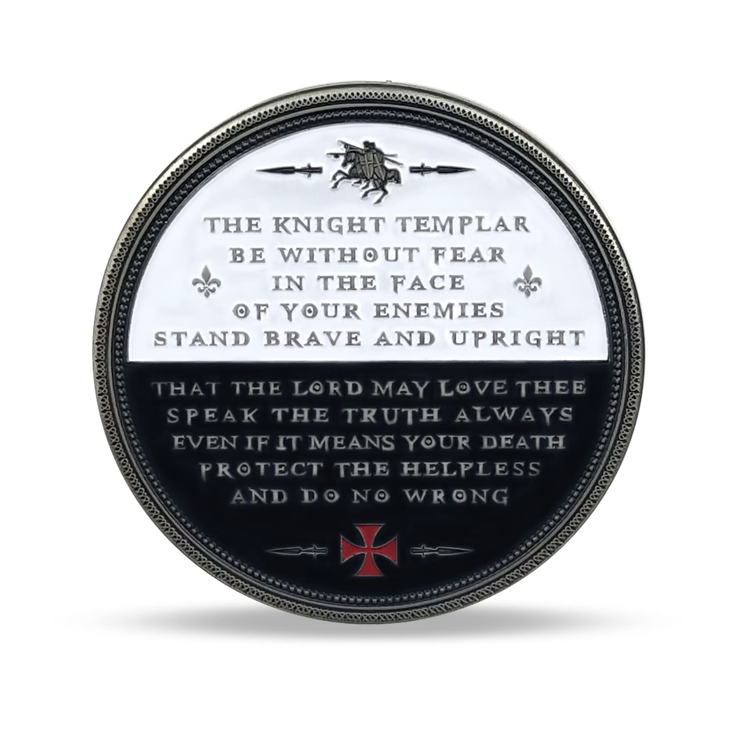 BHealthLife Knight Templar Challenge Coin – Antique Silver Finish with 'Call On Me Brother' Inscription